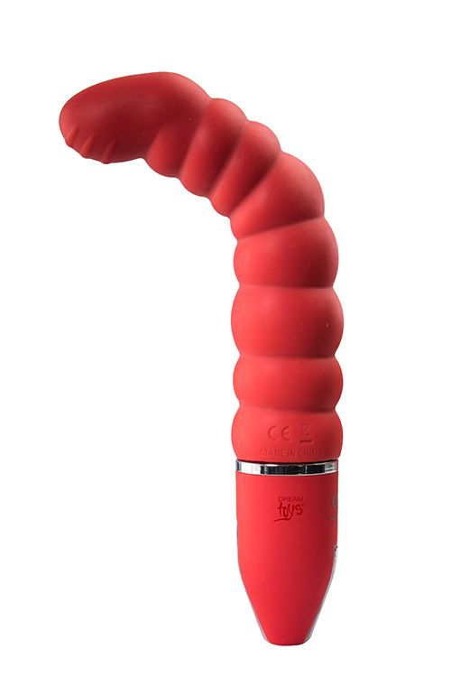 Красный гнущийся анальный вибратор PURRFECT SILICONE DELUXE 5.5INCH - 14 см.