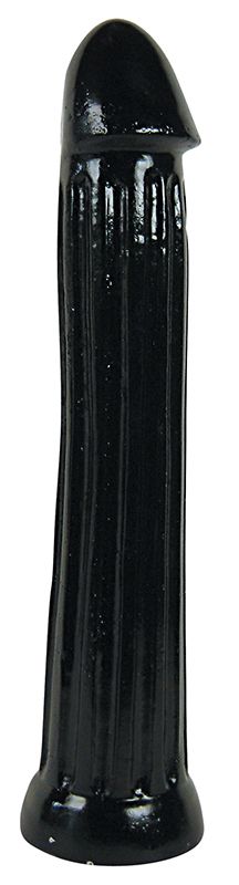 Чёрный фаллоимитатор All Black с рёбрами - 31 см.