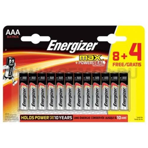 Батарейки Energizer Max E92/AAA 1.5V - 8+4 шт.